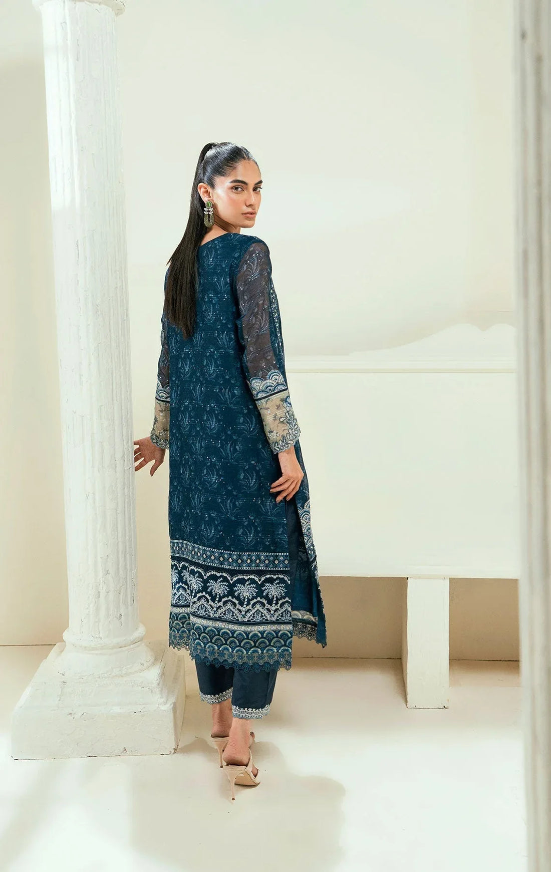 Dhanak | Signature Pret | SS25DA-2695 NAVY BLUE - Rang-e-Khaas