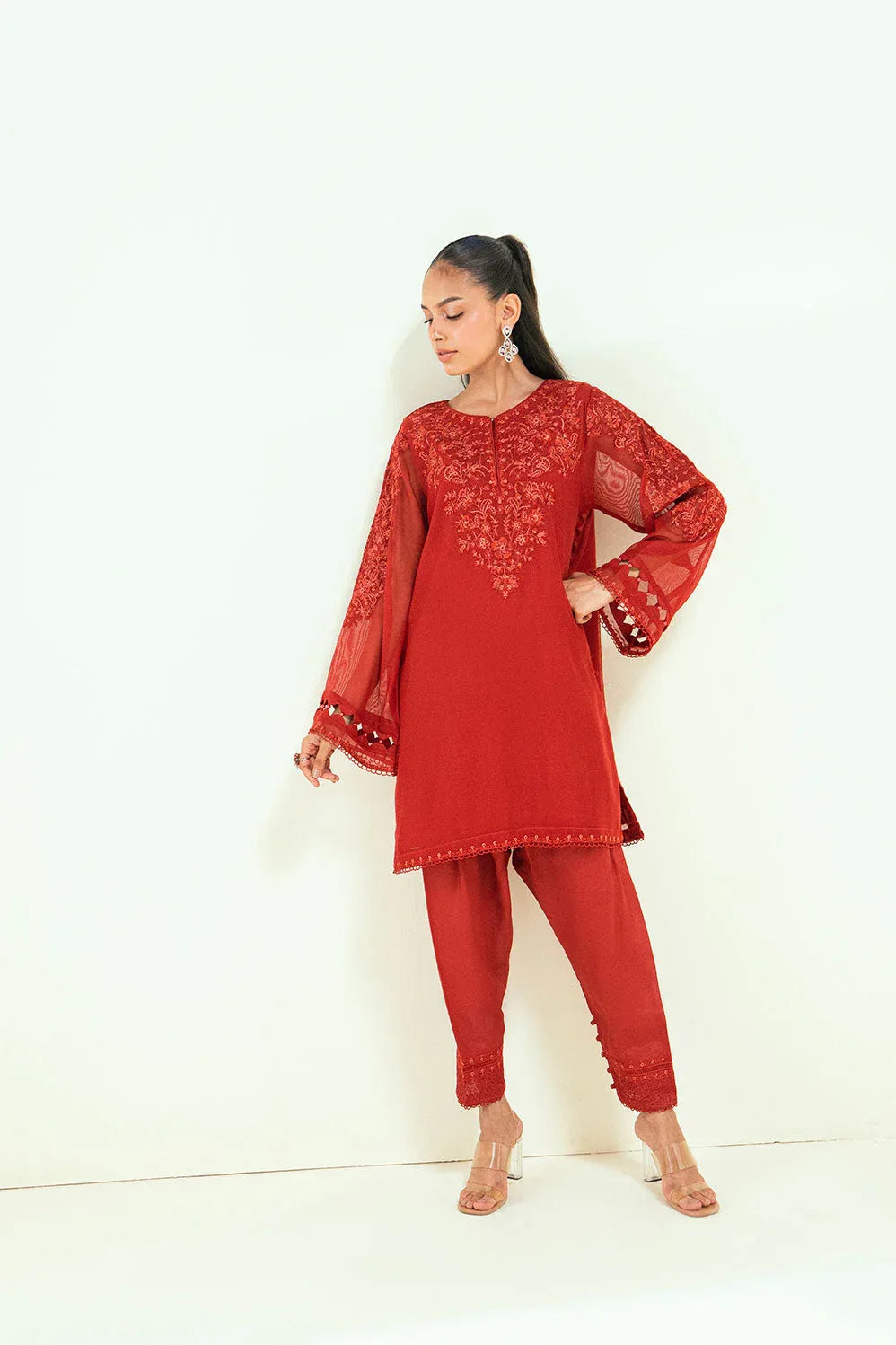 Dhanak | Signature Pret | SS25DA-2698 RED - Rang-e-Khaas