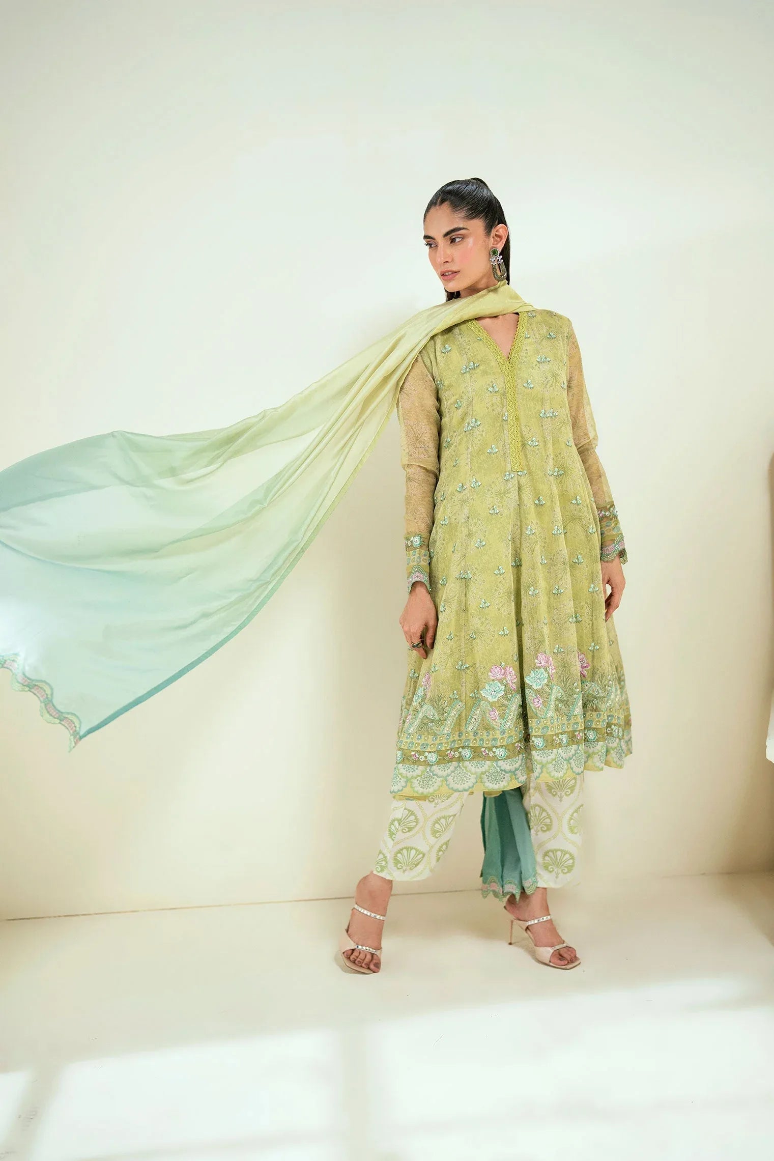 Dhanak | Signature Pret | SS25DA-2729 L-GREEN - Rang-e-Khaas