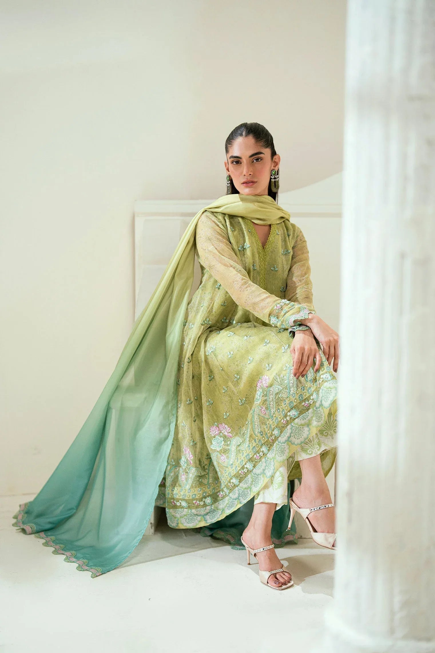 Dhanak | Signature Pret | SS25DA-2729 L-GREEN - Rang-e-Khaas