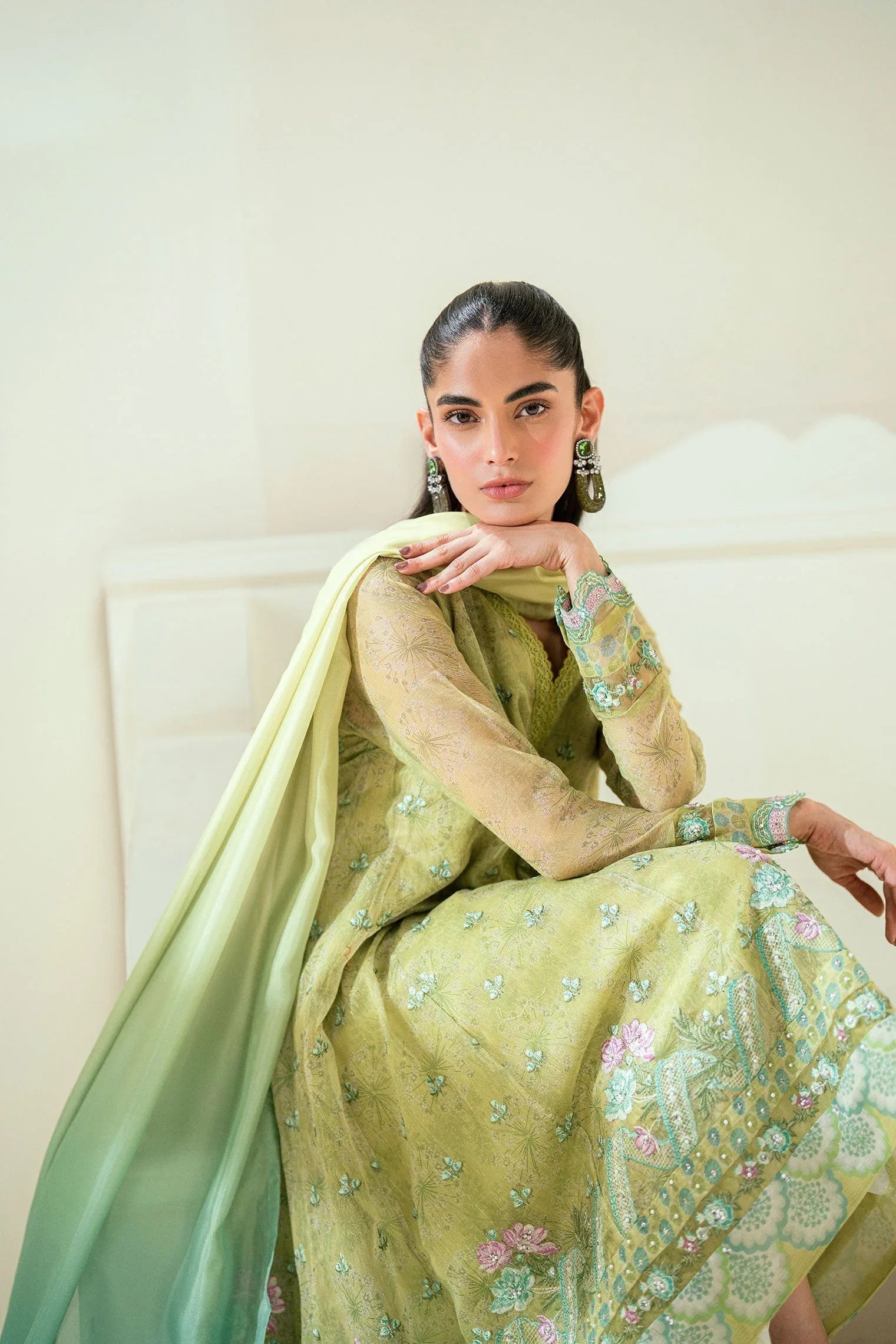 Dhanak | Signature Pret | SS25DA-2729 L-GREEN - Rang-e-Khaas