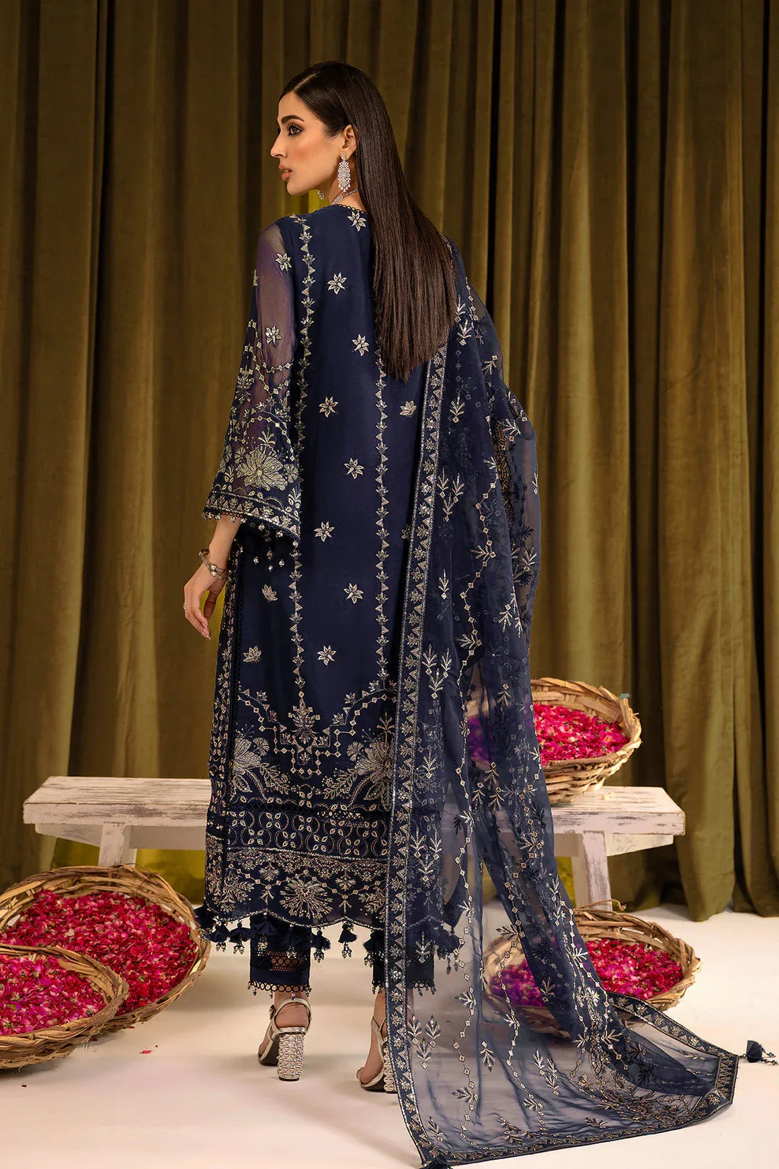 Alizeh | Formals Collection | Daim - V16D08 Embroidered Chiffon Blue - Rang-e-Khaas