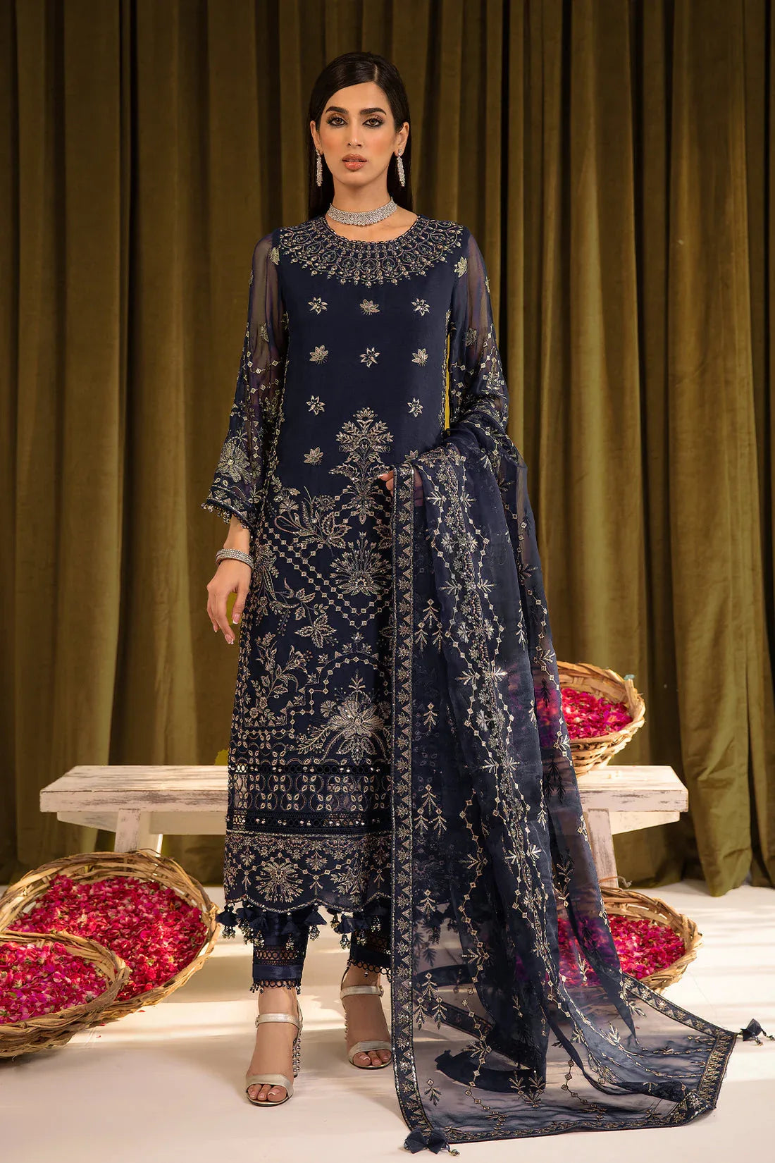 Alizeh | Formals Collection | Daim - V16D08 Embroidered Chiffon Blue - Rang-e-Khaas