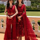 Zainab Chottani Embroidered Organza 3Pc Suit D-09 Ruby Luxe