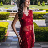 Zainab Chottani Embroidered Organza 3Pc Suit D-09 Ruby Luxe