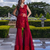 Zainab Chottani Embroidered Organza 3Pc Suit D-09 Ruby Luxe