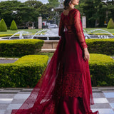 Zainab Chottani Embroidered Organza 3Pc Suit D-09 Ruby Luxe