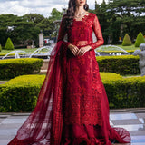 Zainab Chottani Embroidered Organza 3Pc Suit D-09 Ruby Luxe