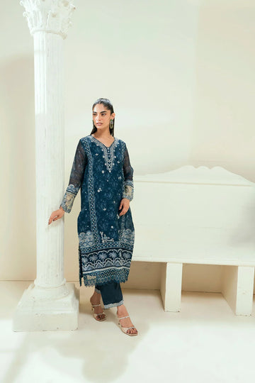 Dhanak | Signature Pret | SS25DA-2695 NAVY BLUE - Rang-e-Khaas