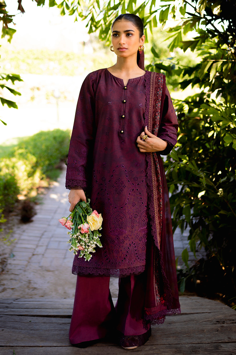 Neeshay | Summer Lines Printkari | CRIMSON