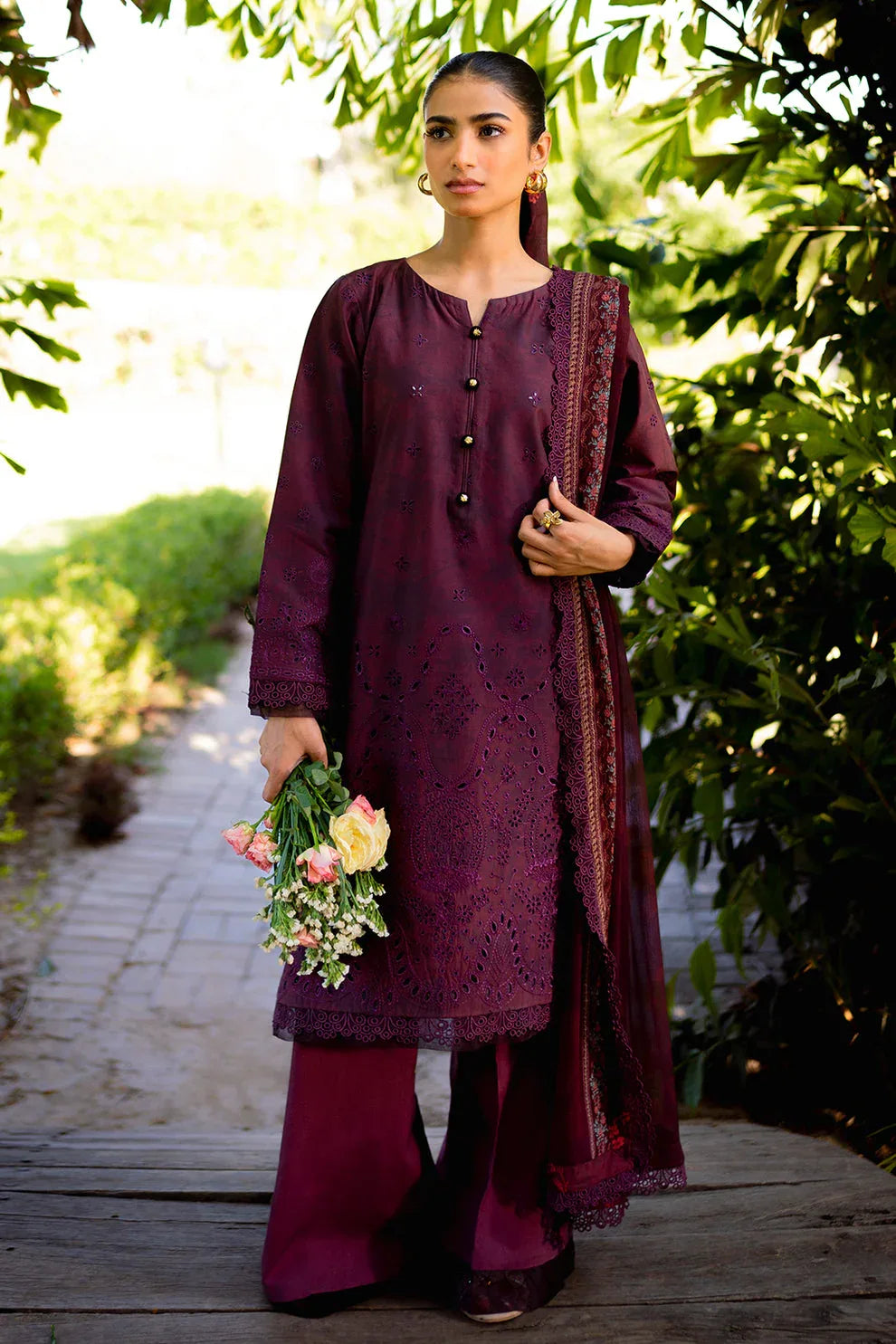 Neeshay | Summer Lines Printkari | CRIMSON - Rang-e-Khaas