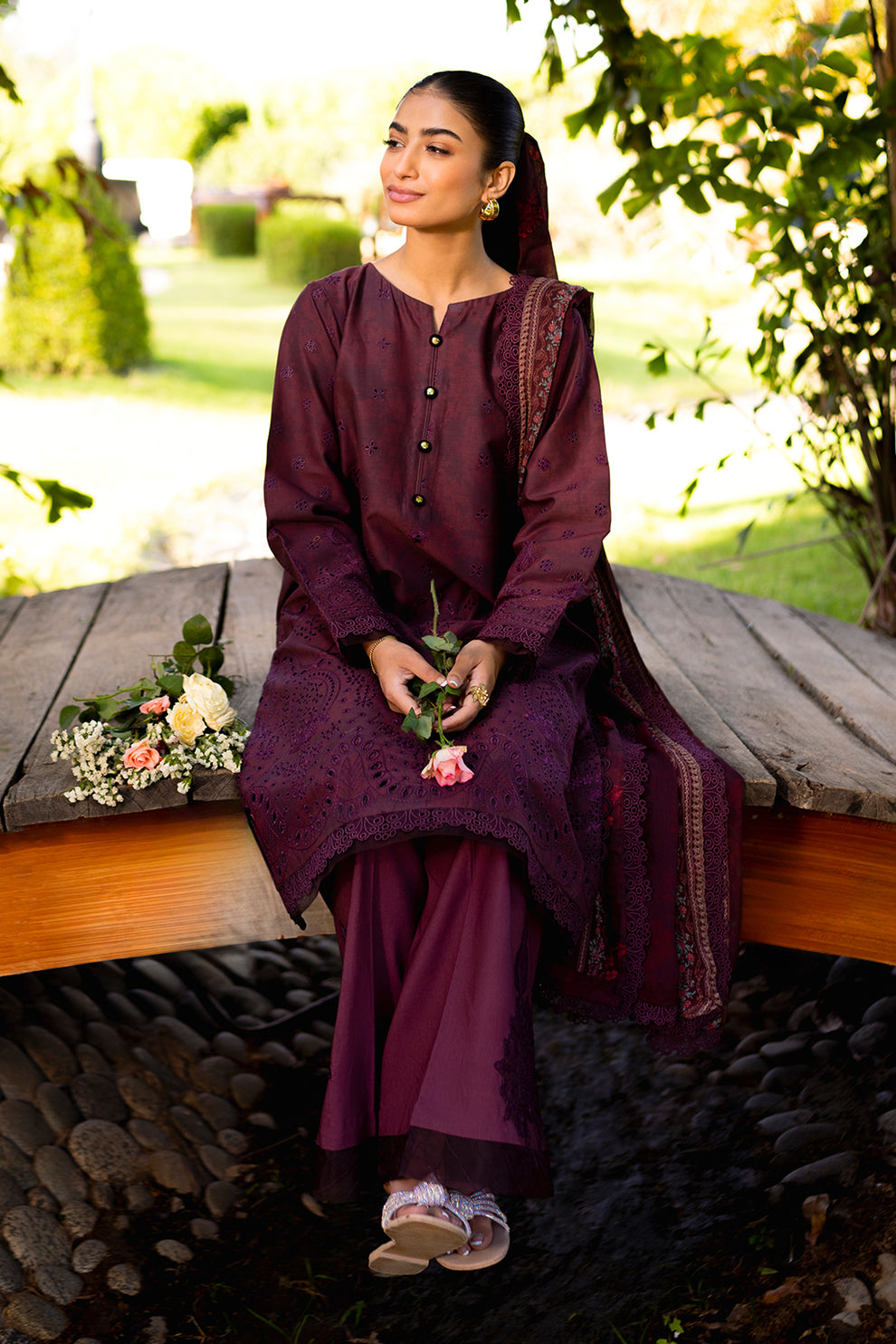 Neeshay | Summer Lines Printkari | CRIMSON