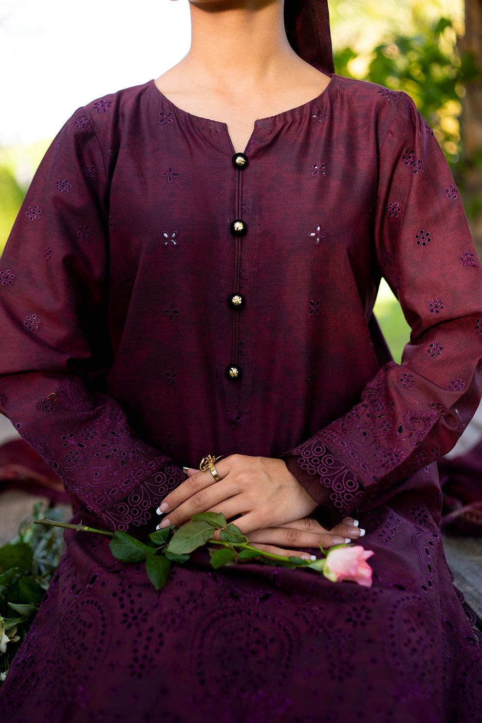 Neeshay | Summer Lines Printkari | CRIMSON