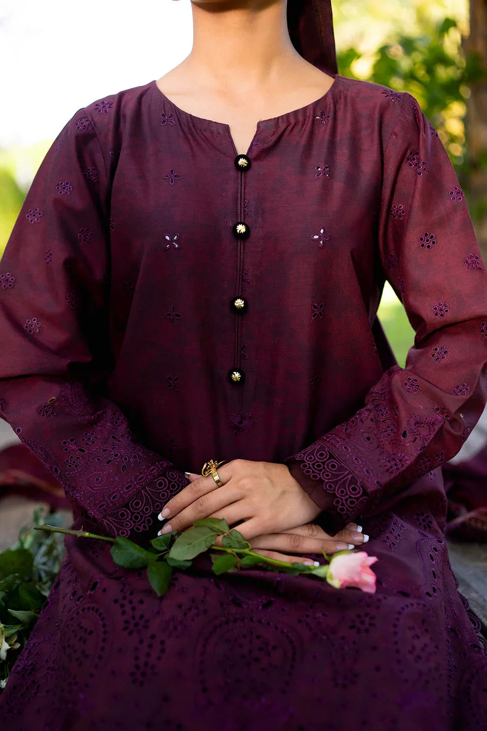 Neeshay | Summer Lines Printkari | CRIMSON - Rang-e-Khaas