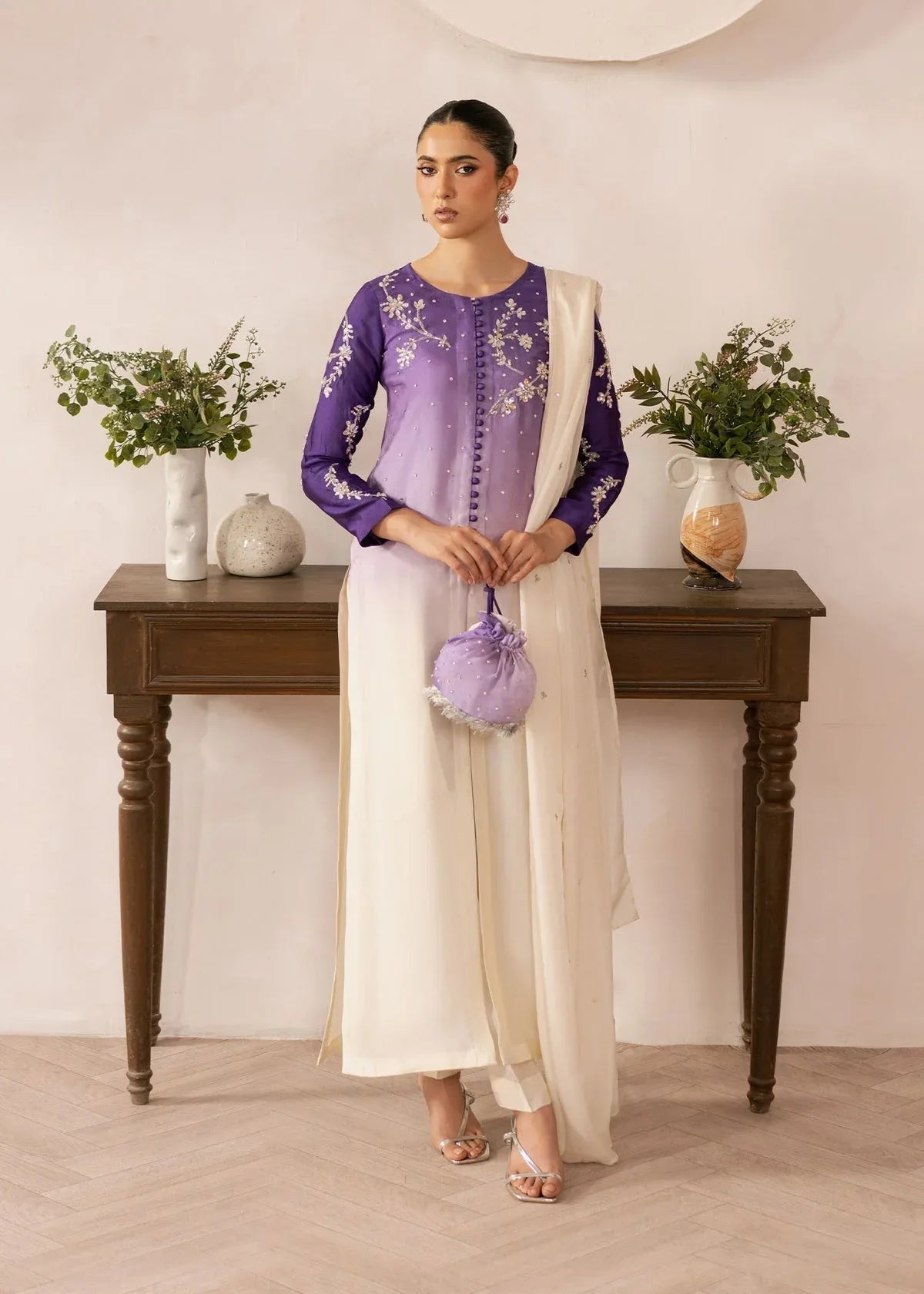 Dastoor | Rania Luxury Pret 25 | Purple Ombre - Rang-e-Khaas