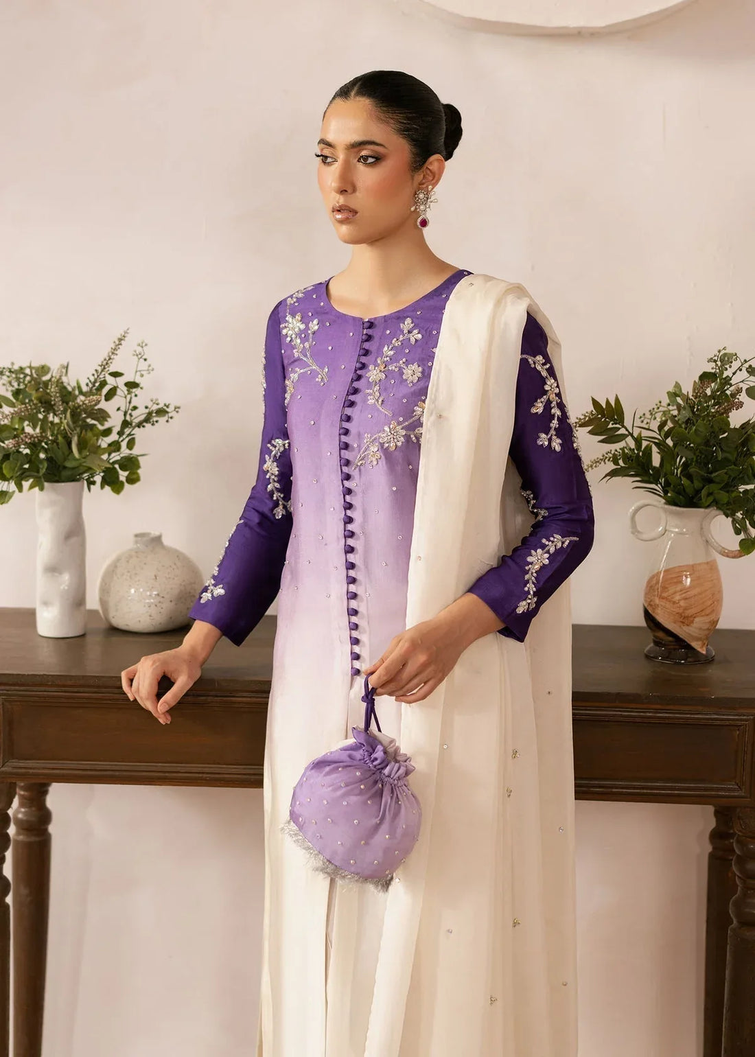 Dastoor | Rania Luxury Pret 25 | Purple Ombre - Rang-e-Khaas