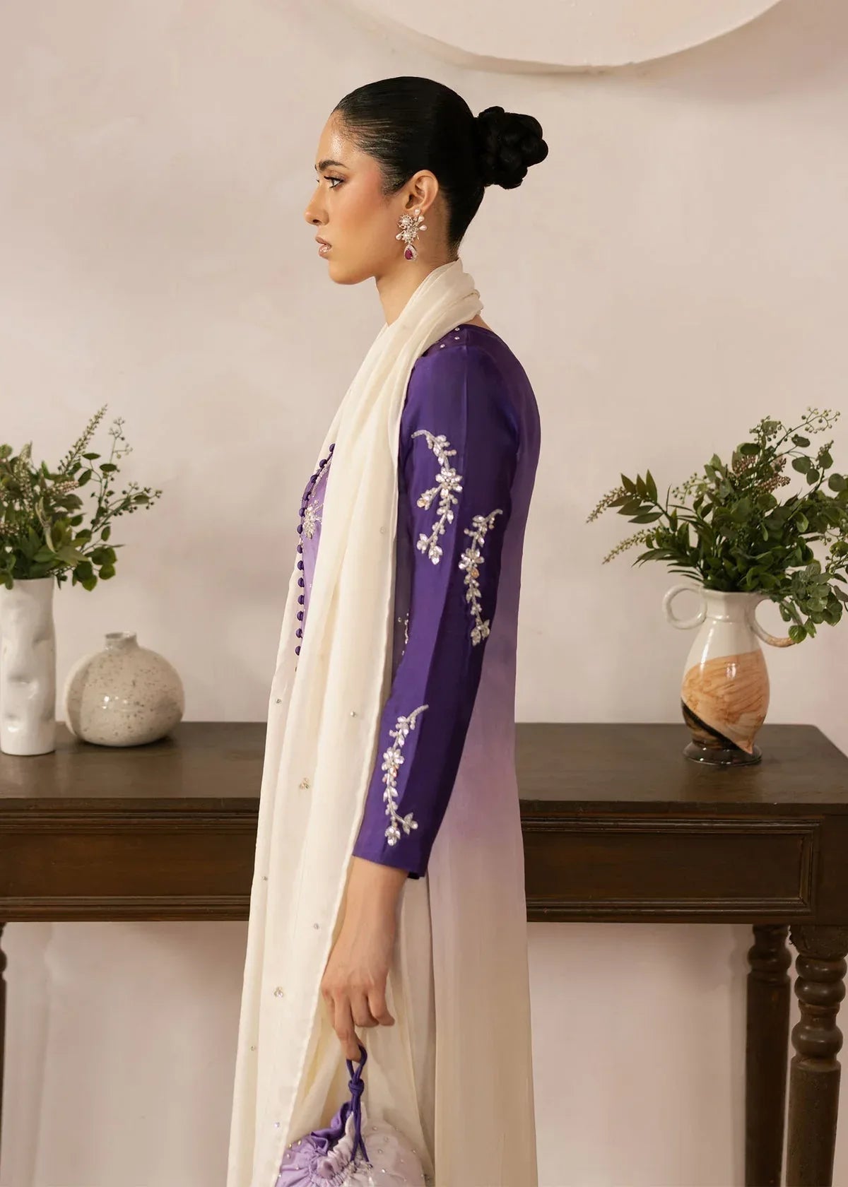 Dastoor | Rania Luxury Pret 25 | Purple Ombre - Rang-e-Khaas
