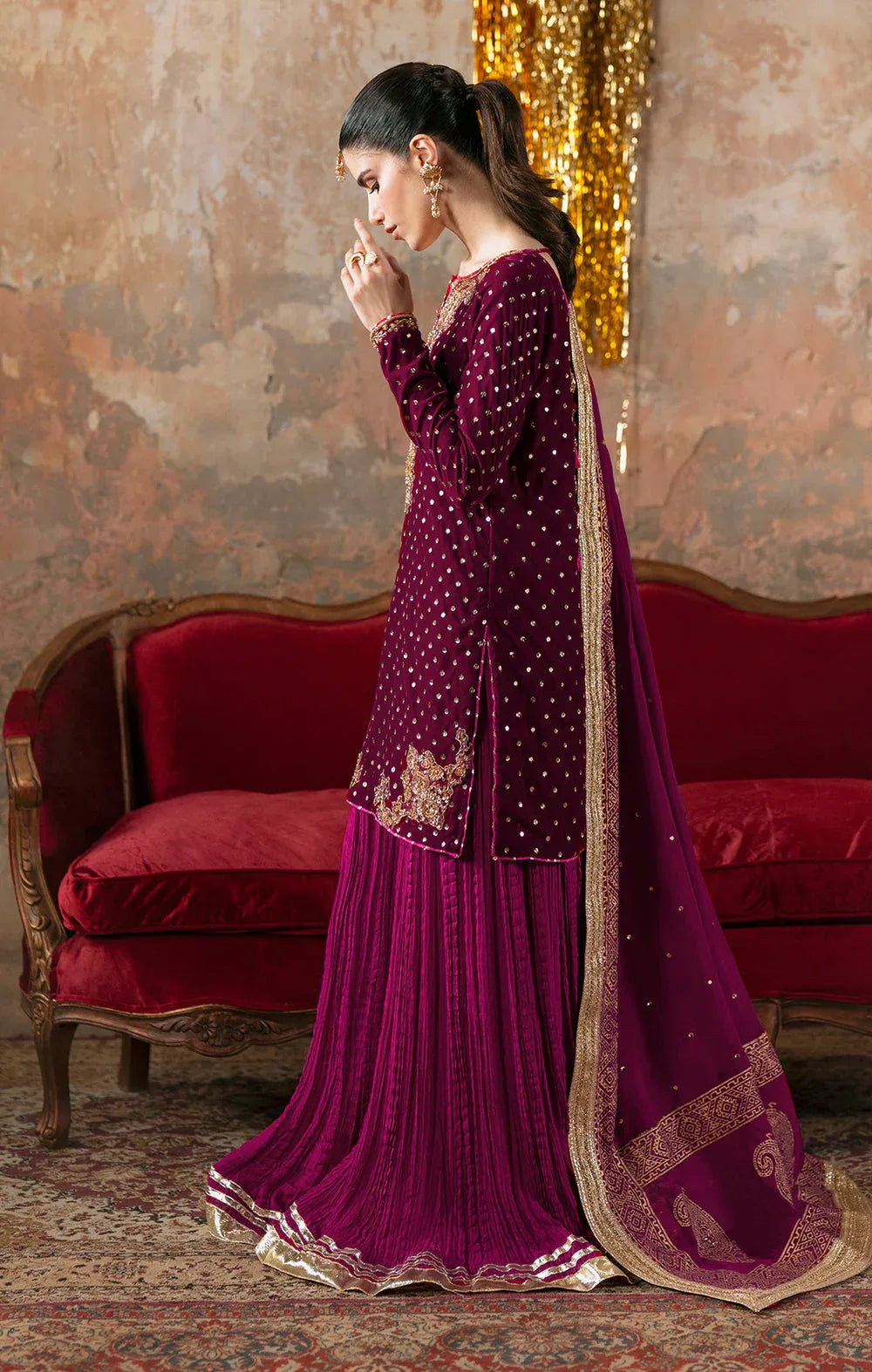 Maya | Viola Luxe Velvet 25 | ELVINA - Rang-e-Khaas