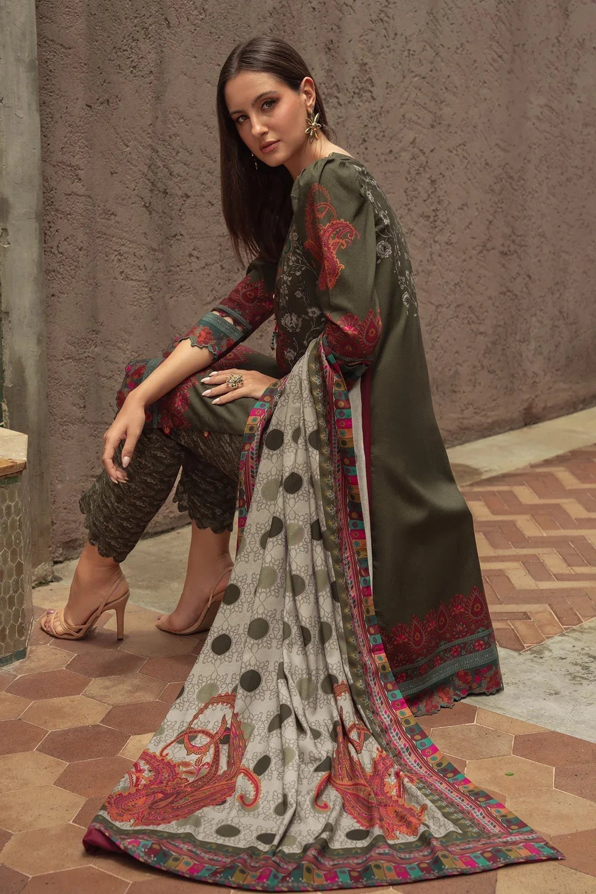 Charizma | C Prints Winter 25 |  3-PC Unstitched Printed Linen Collection CPW5-05 - Rang-e-Khaas