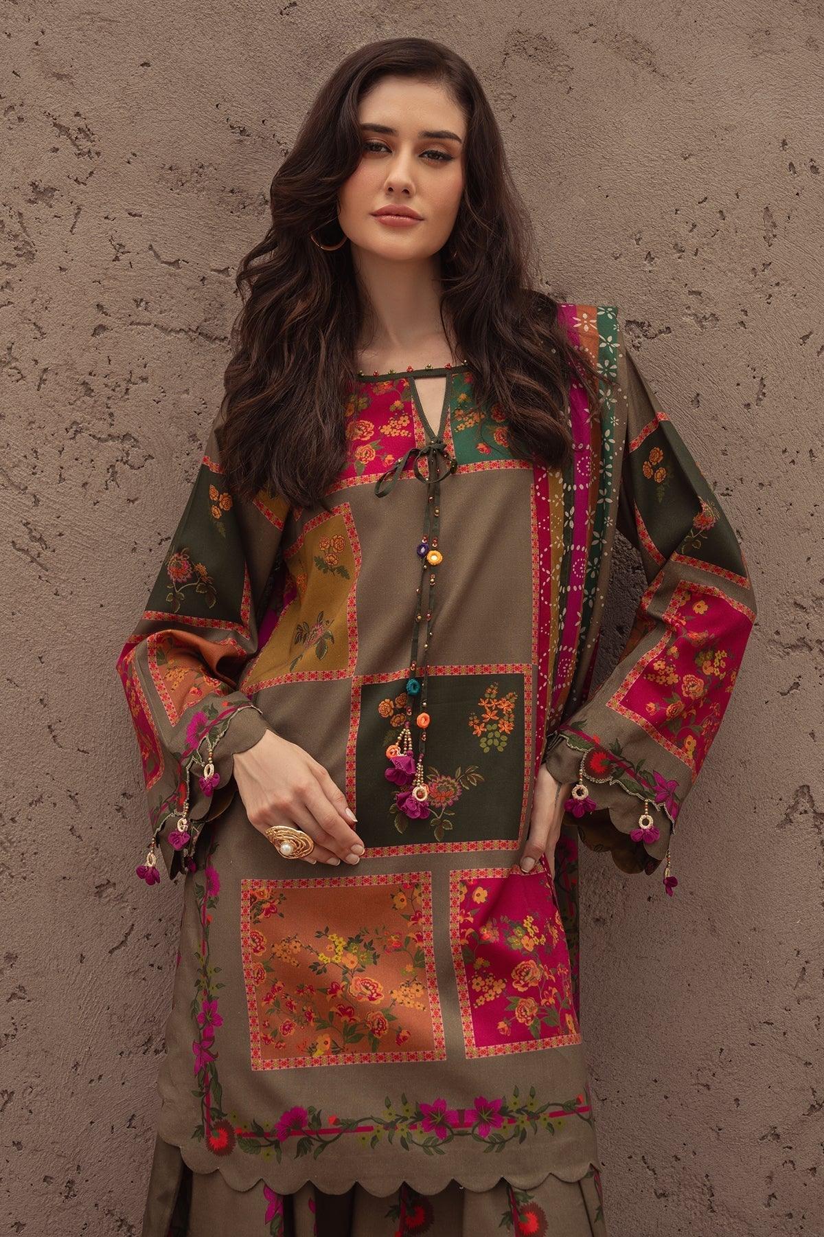 Charizma | C Prints Winter 25 |  3-PC Unstitched Printed Linen Collection CPW5-03 - Rang-e-Khaas