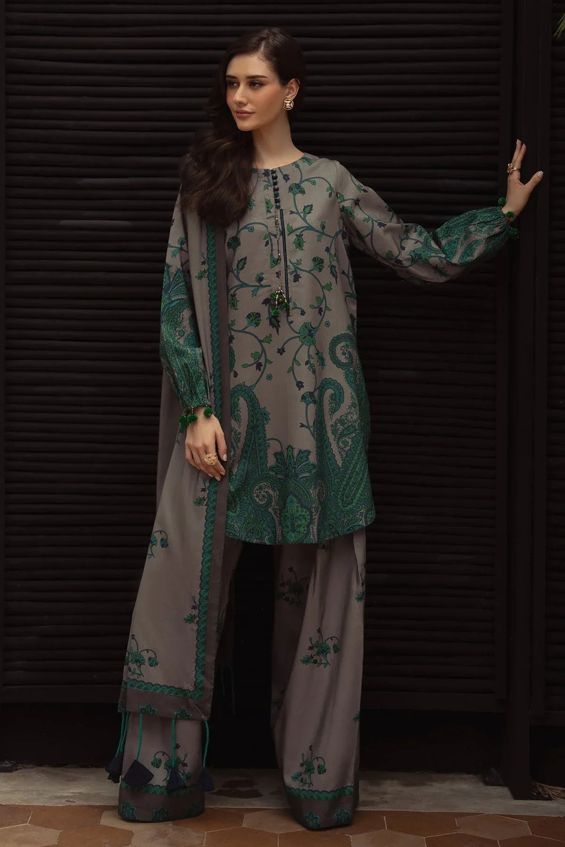 Charizma | C Prints Winter 25 |  3-PC Unstitched Printed Linen Collection CPW5-07 - Rang-e-Khaas