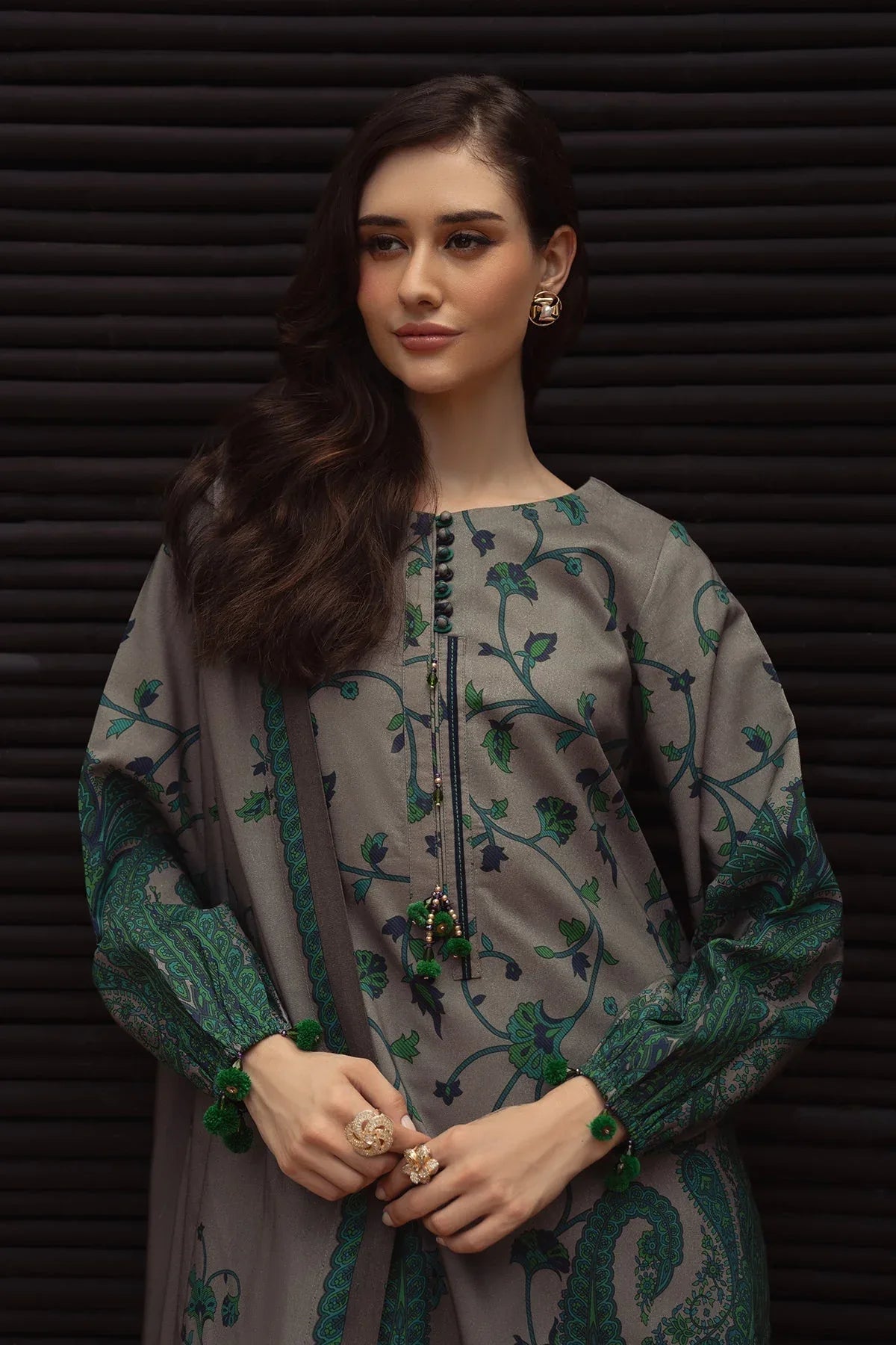 Charizma | C Prints Winter 25 |  3-PC Unstitched Printed Linen Collection CPW5-07 - Rang-e-Khaas