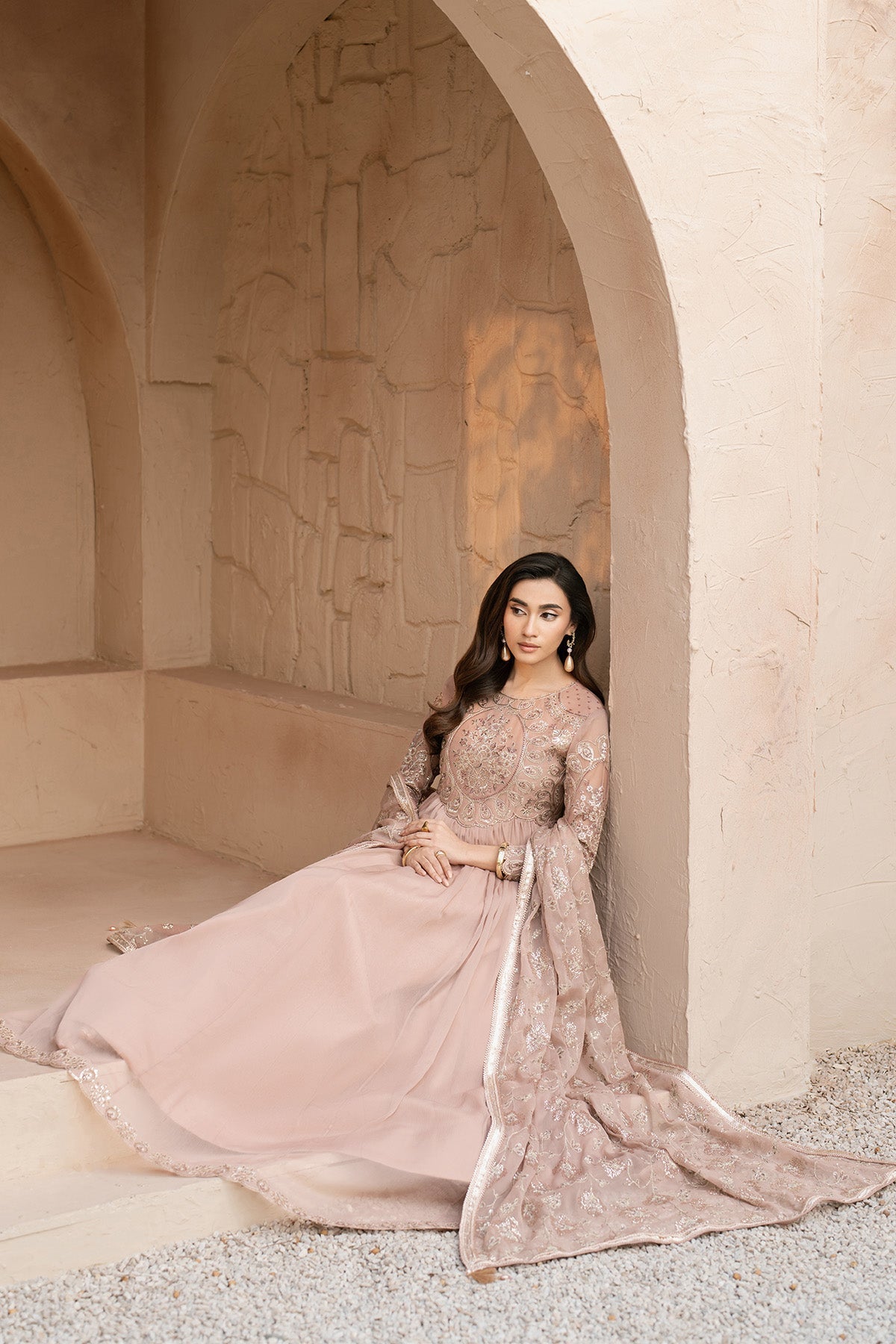 Alizeh | Ready to wear | Beige Dress 3 piece - RTW1027