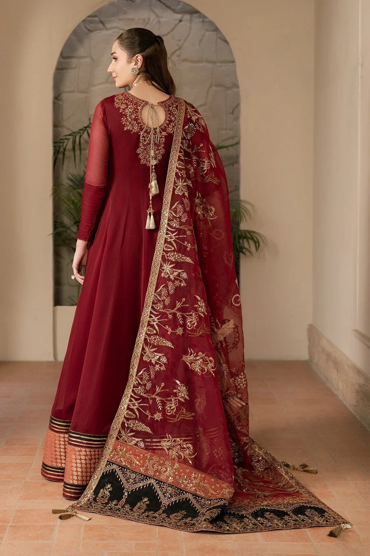 Alizeh | Ready to wear | Maroon Dress 3 piece - RTW1024 - Rang-e-Khaas