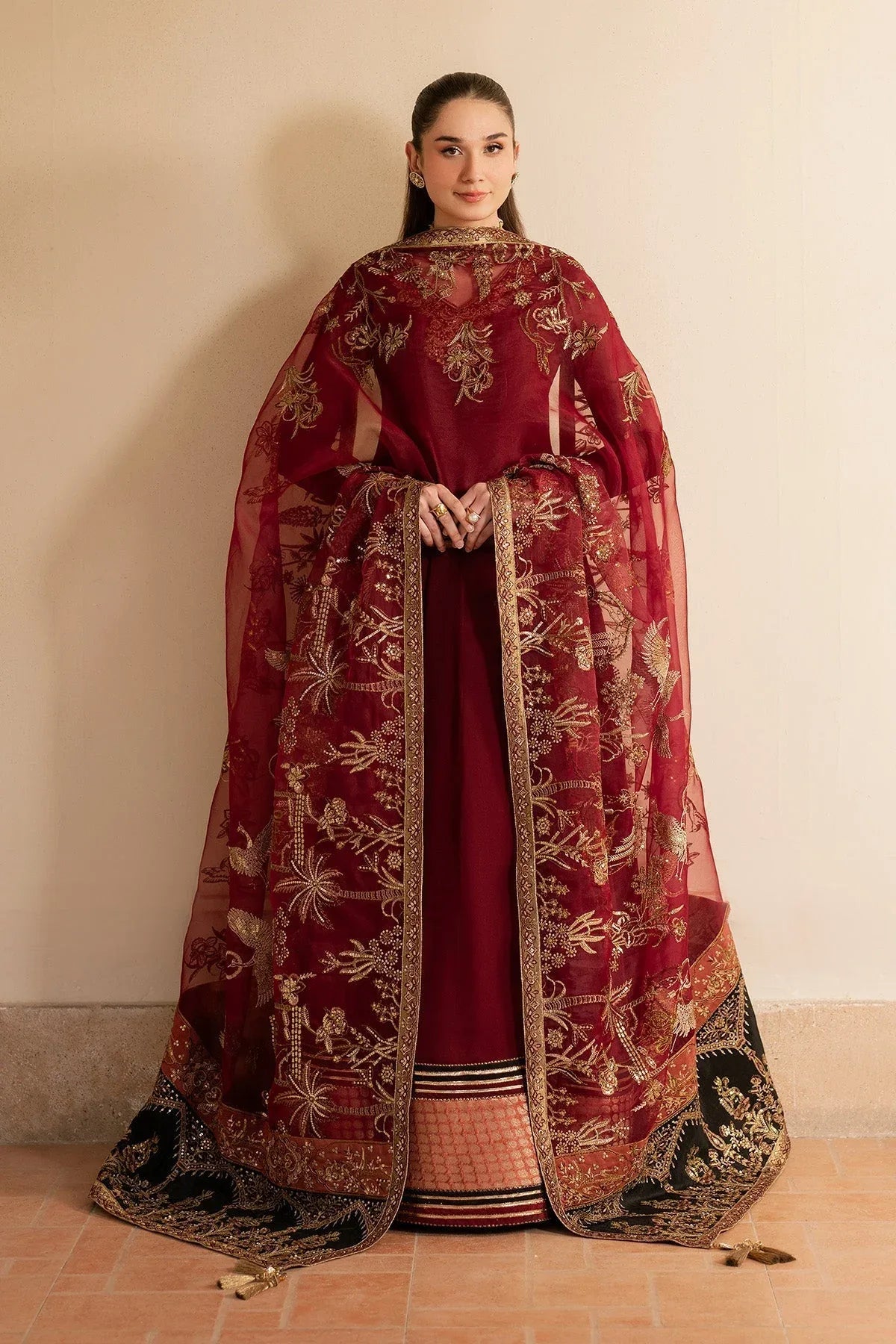 Alizeh | Ready to wear | Maroon Dress 3 piece - RTW1024 - Rang-e-Khaas