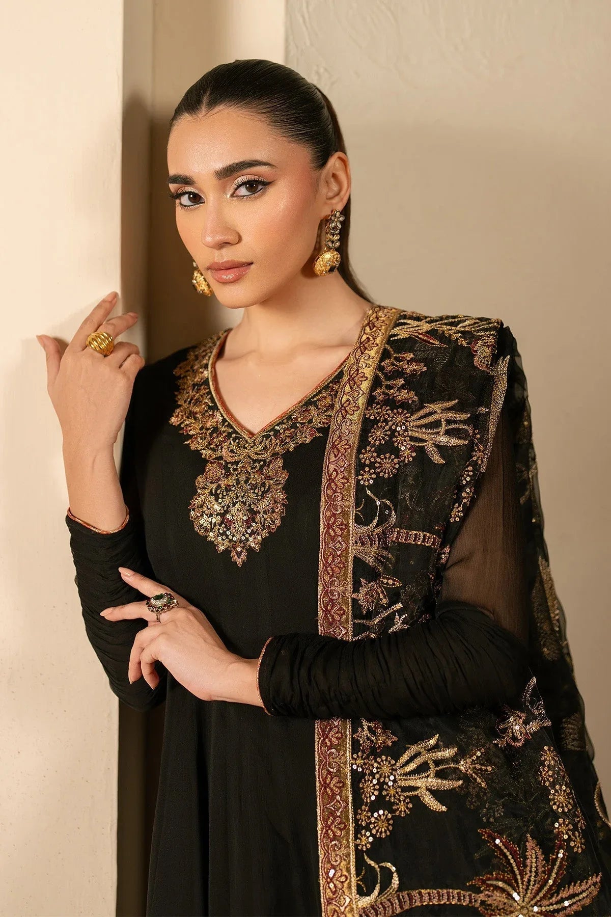 Alizeh | Ready to wear | Black Dress 3 piece - RTW1025 - Rang-e-Khaas