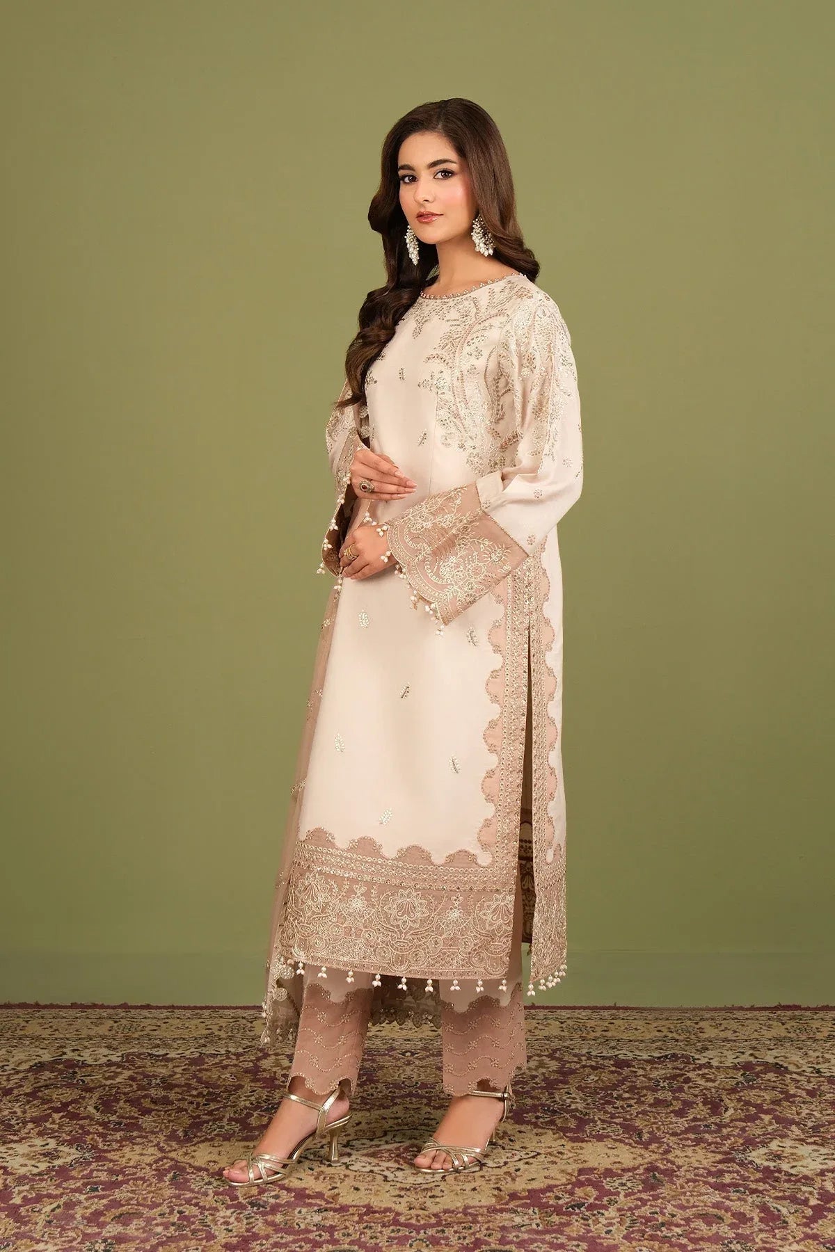 Alizeh | Luxe Raw Silk | AF-RS-10-Castor - Rang-e-Khaas