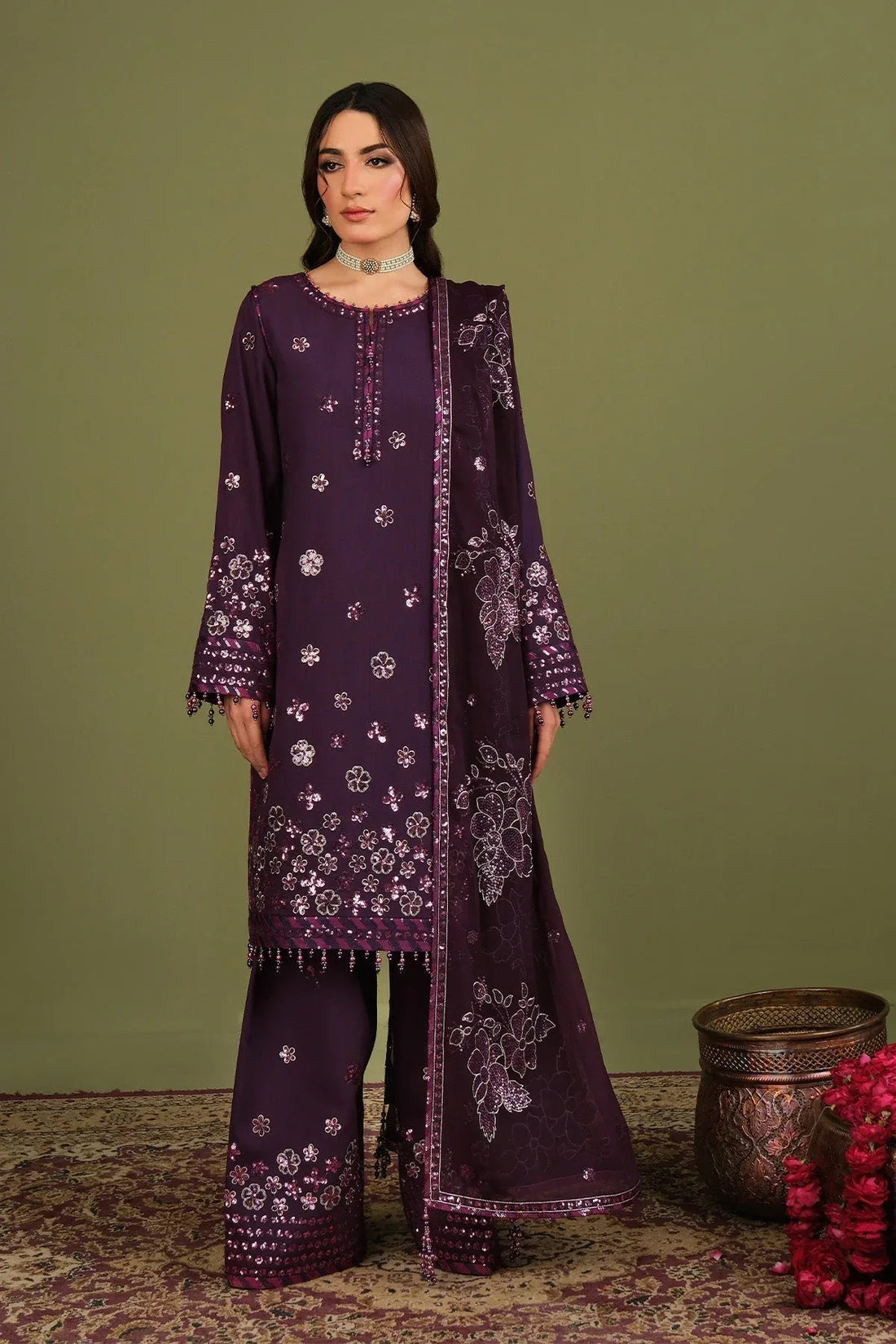 Alizeh | Luxe Raw Silk | AF-RS-09-Mulbery - Rang-e-Khaas