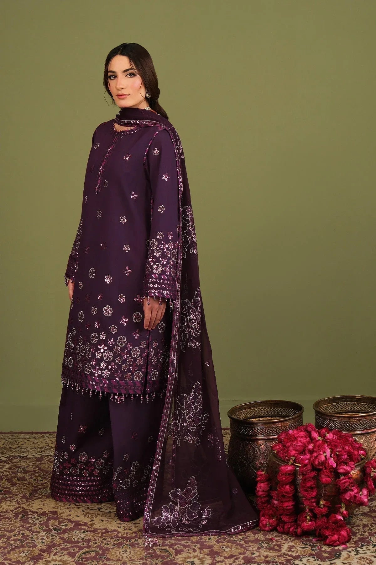 Alizeh | Luxe Raw Silk | AF-RS-09-Mulbery - Rang-e-Khaas