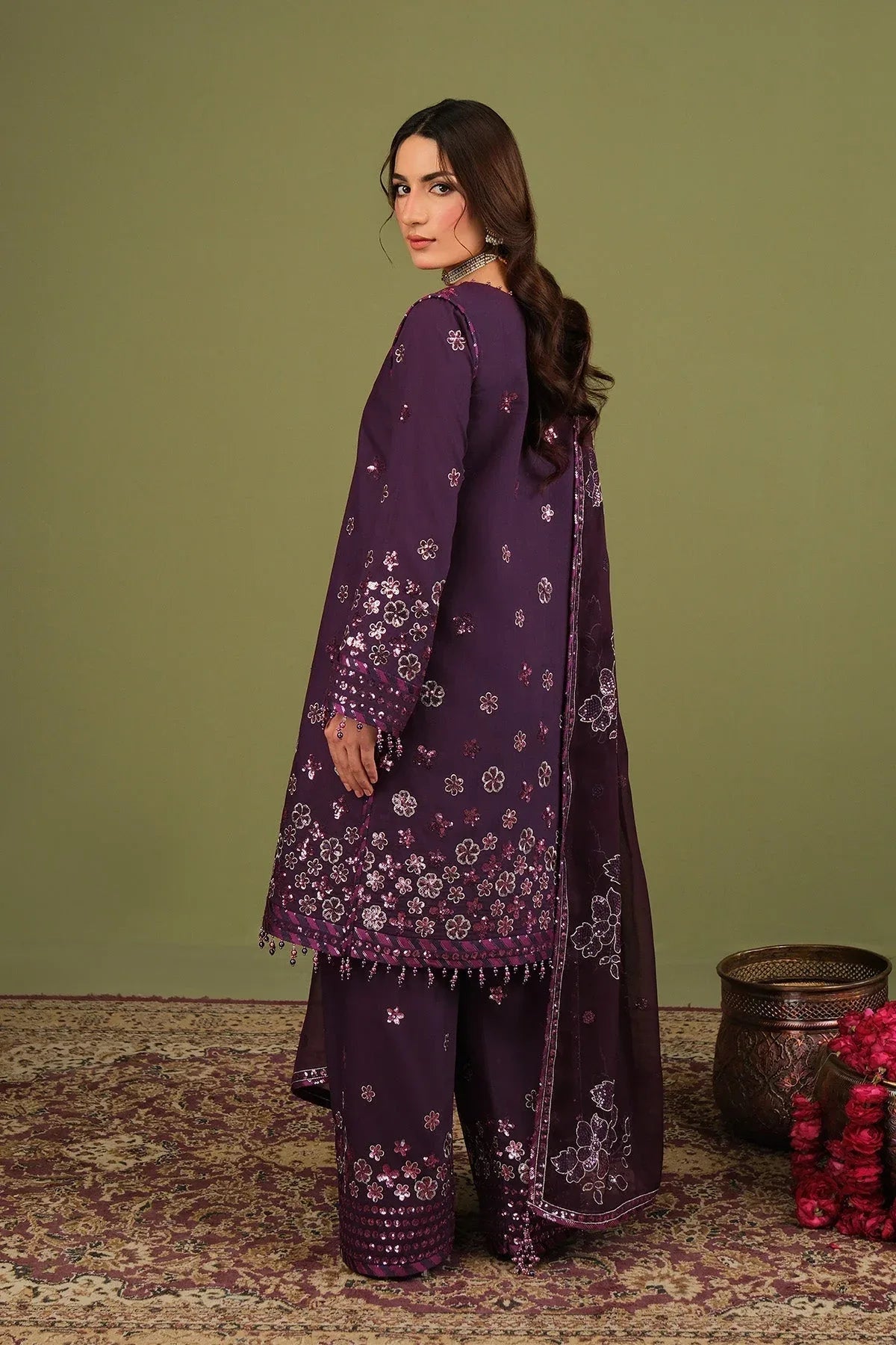 Alizeh | Luxe Raw Silk | AF-RS-09-Mulbery - Rang-e-Khaas
