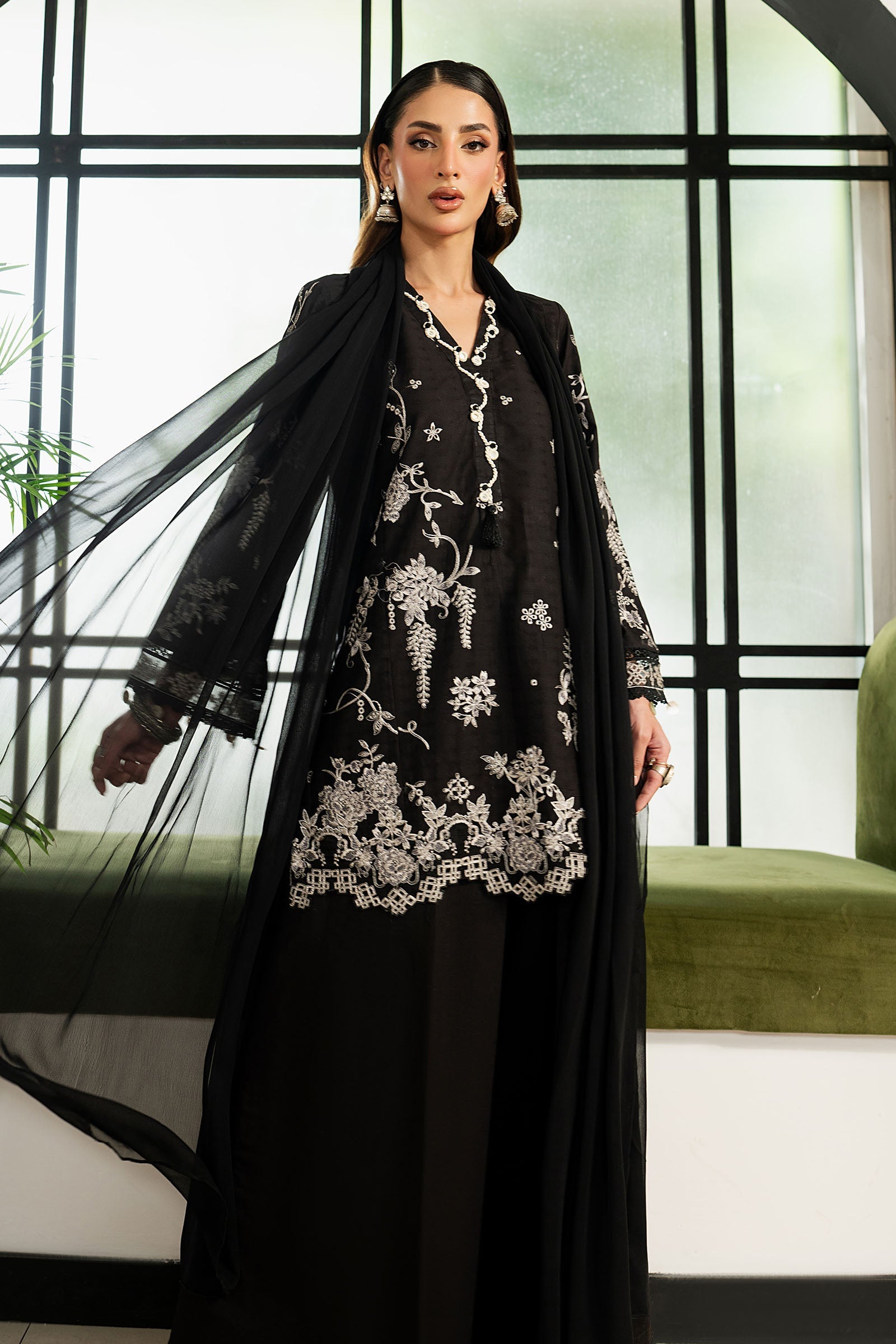 Maria B 3 Piece Embroidered Dobby Lawn Suit