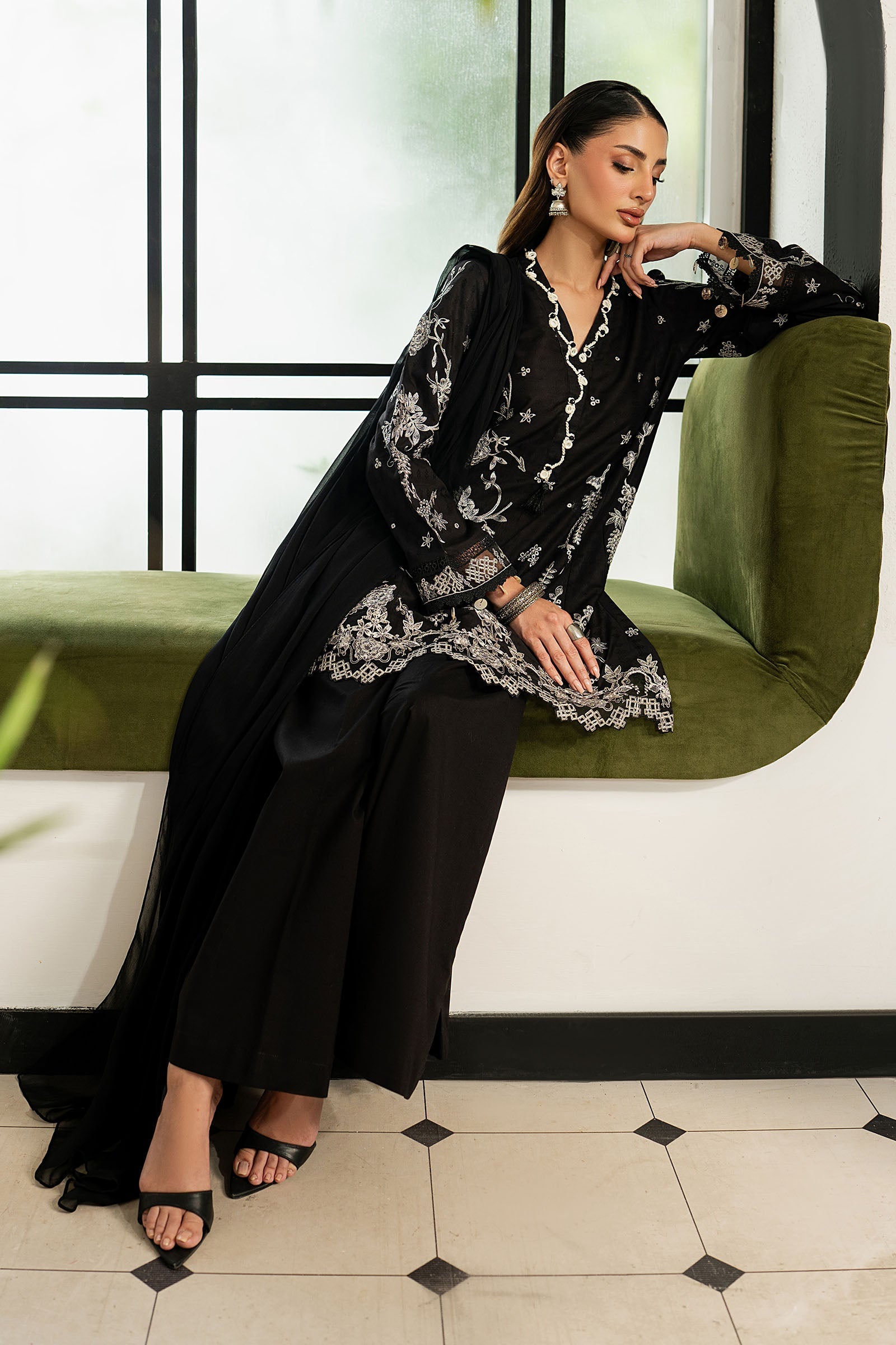 Maria B 3 Piece Embroidered Dobby Lawn Suit