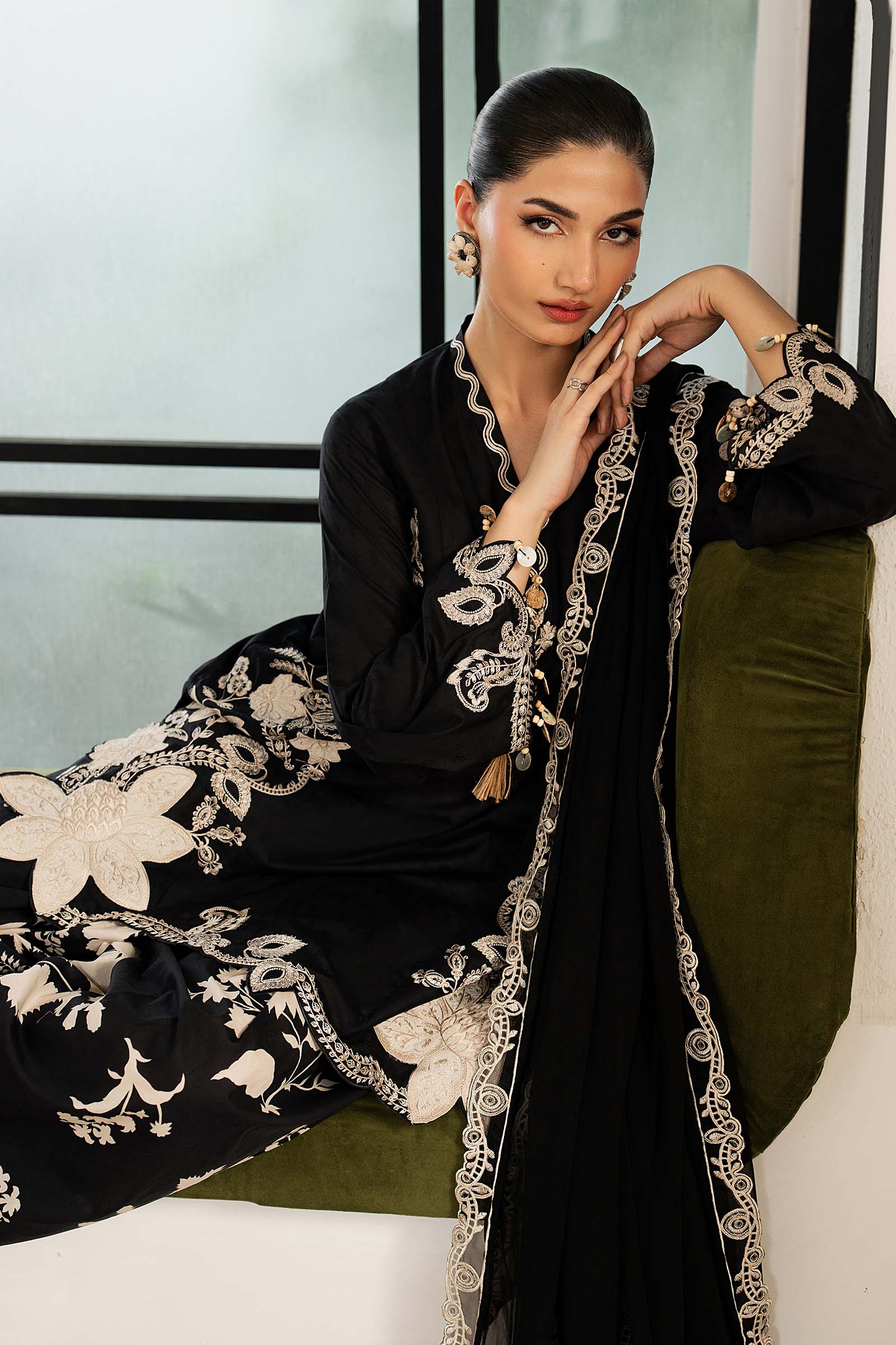Maria B 3 Piece Embroidered Dobby Lawn Suit
