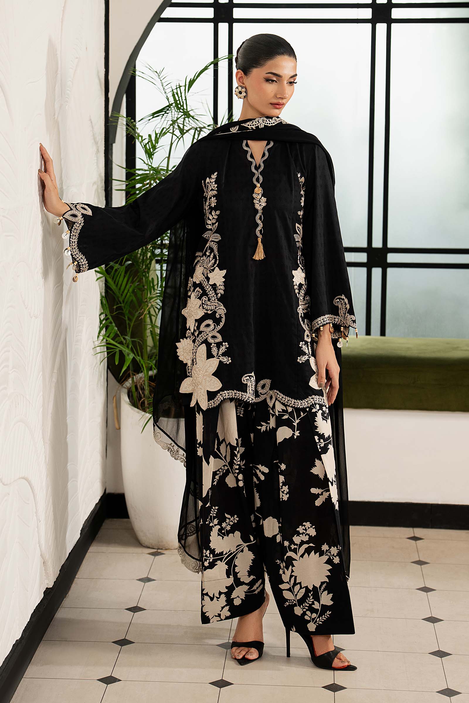 Maria B 3 Piece Embroidered Dobby Lawn Suit