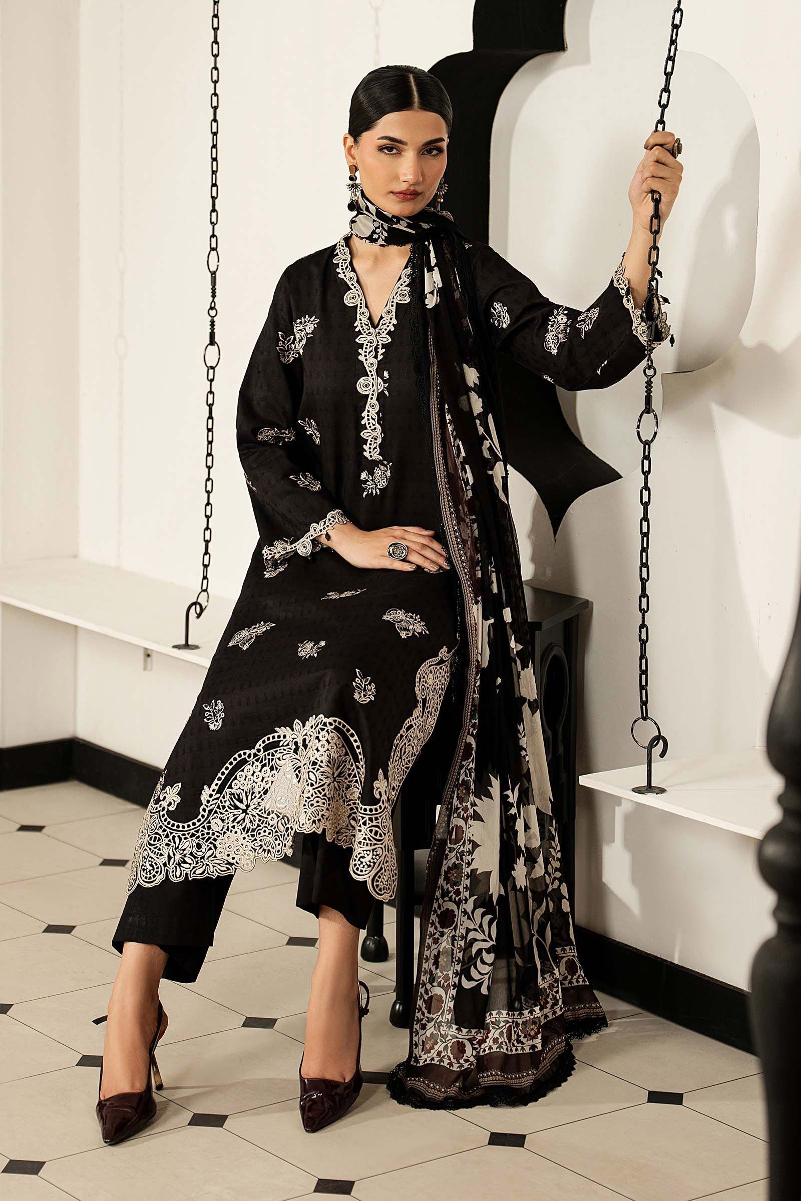Maria B 3 Piece Embroidered Dobby Lawn Suit