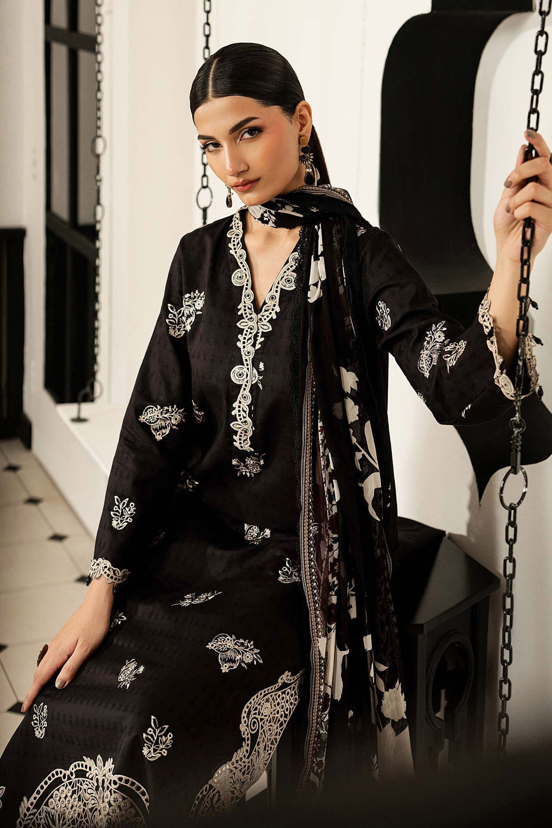 Maria B 3 Piece Embroidered Dobby Lawn Suit