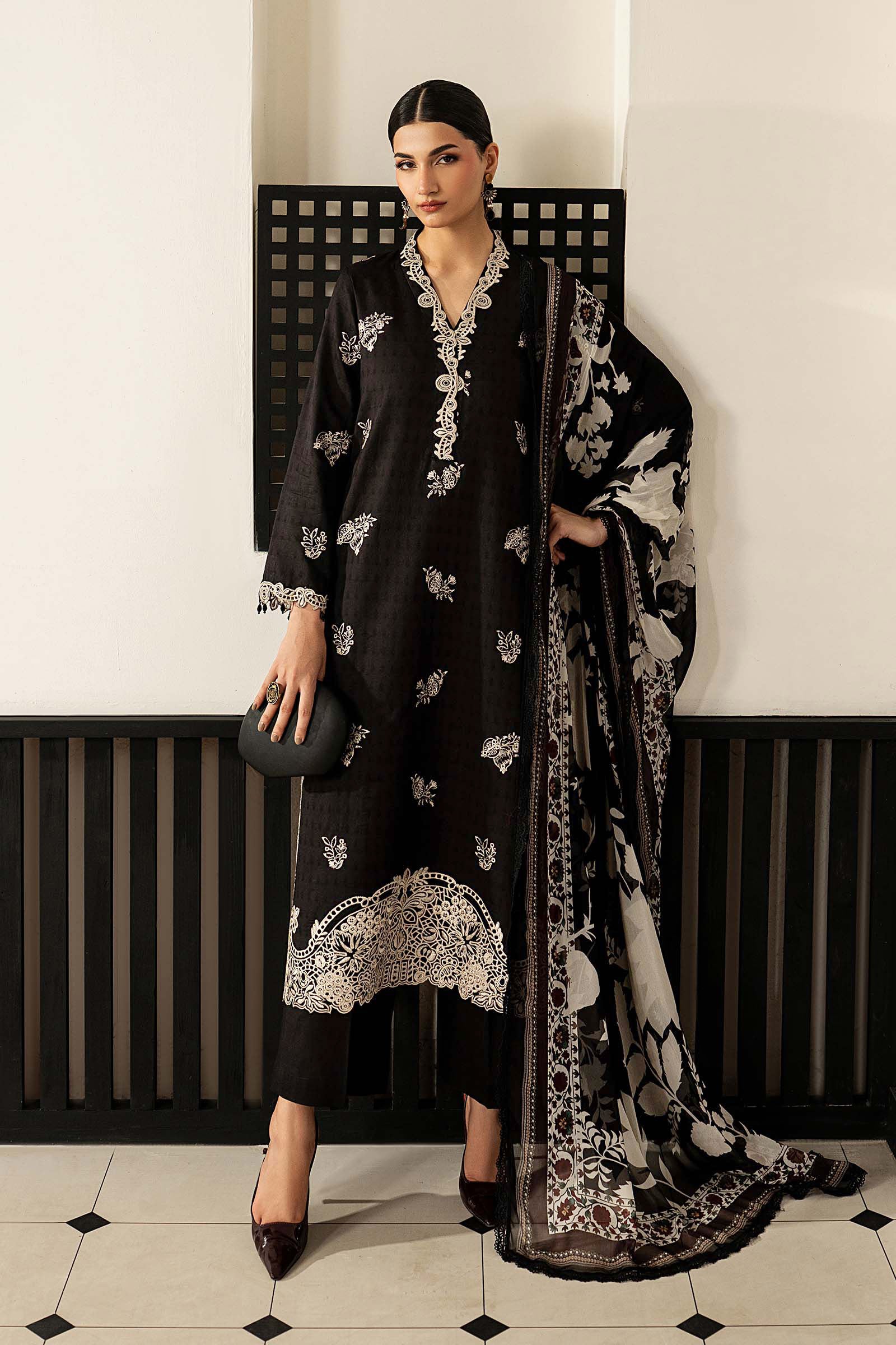 Maria B 3 Piece Embroidered Dobby Lawn Suit