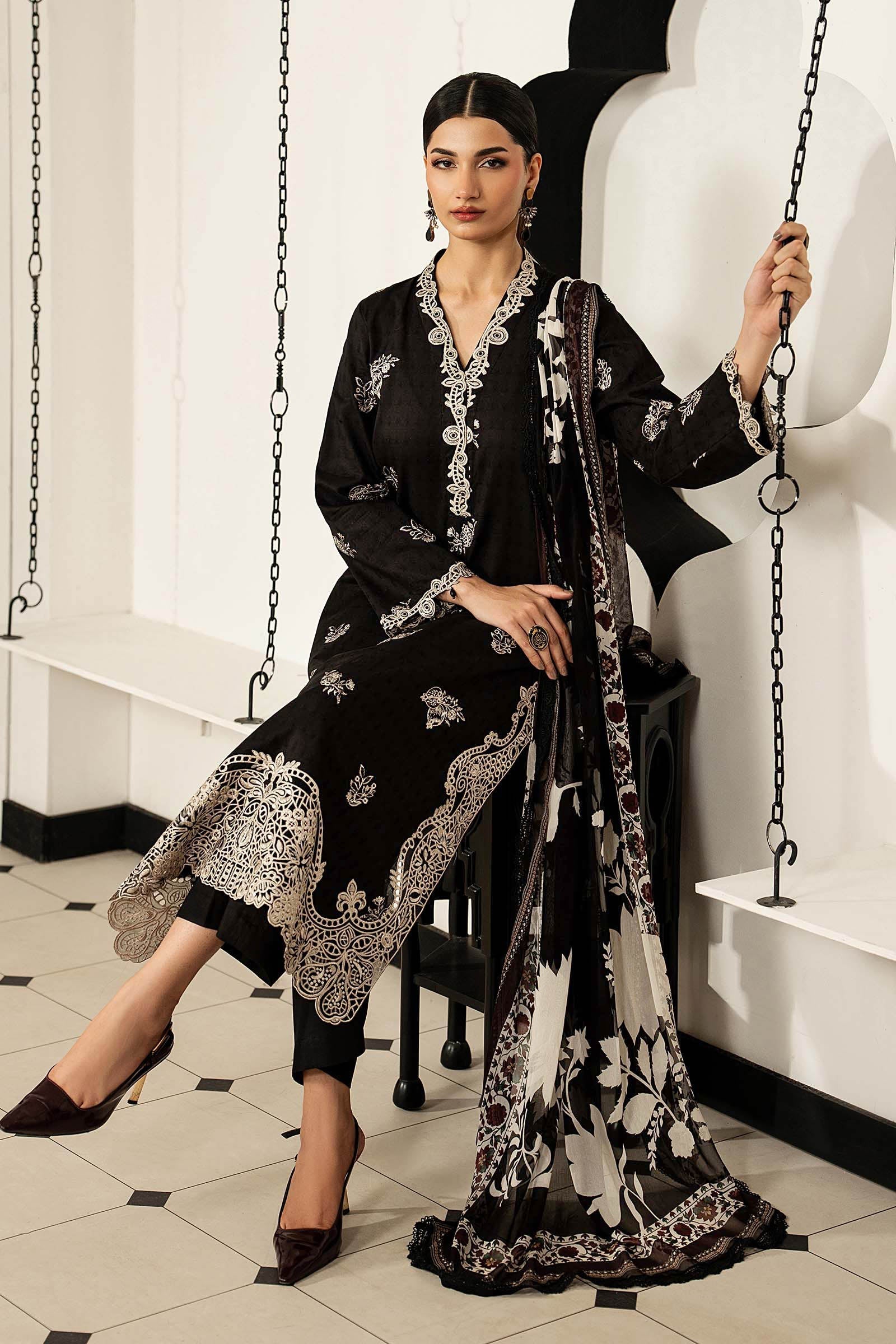 Maria B 3 Piece Embroidered Dobby Lawn Suit