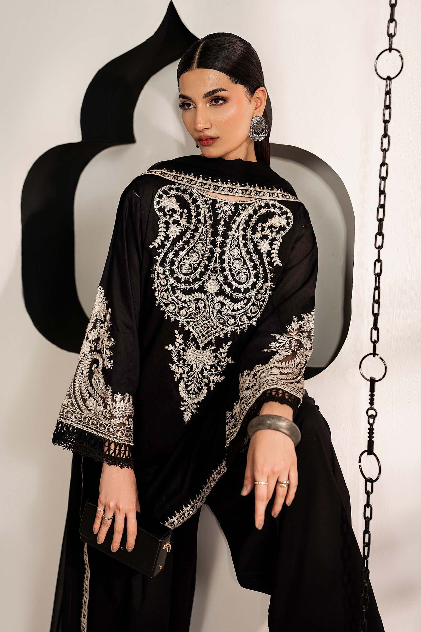 Maria B 3 Piece Embroidered Dobby Lawn Suit