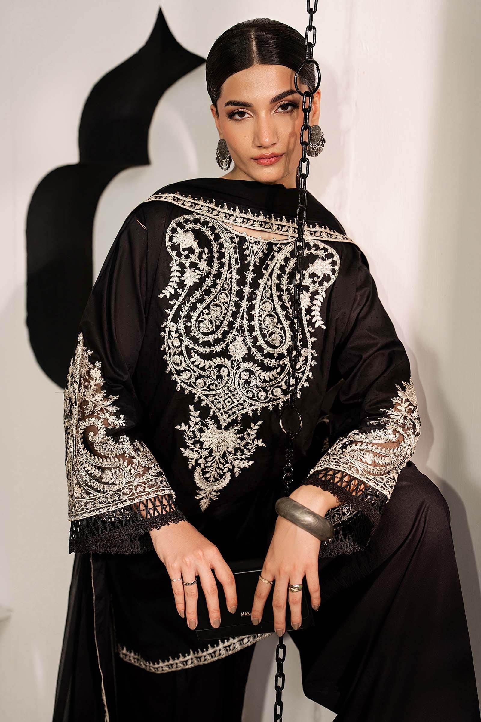 Maria B 3 Piece Embroidered Dobby Lawn Suit
