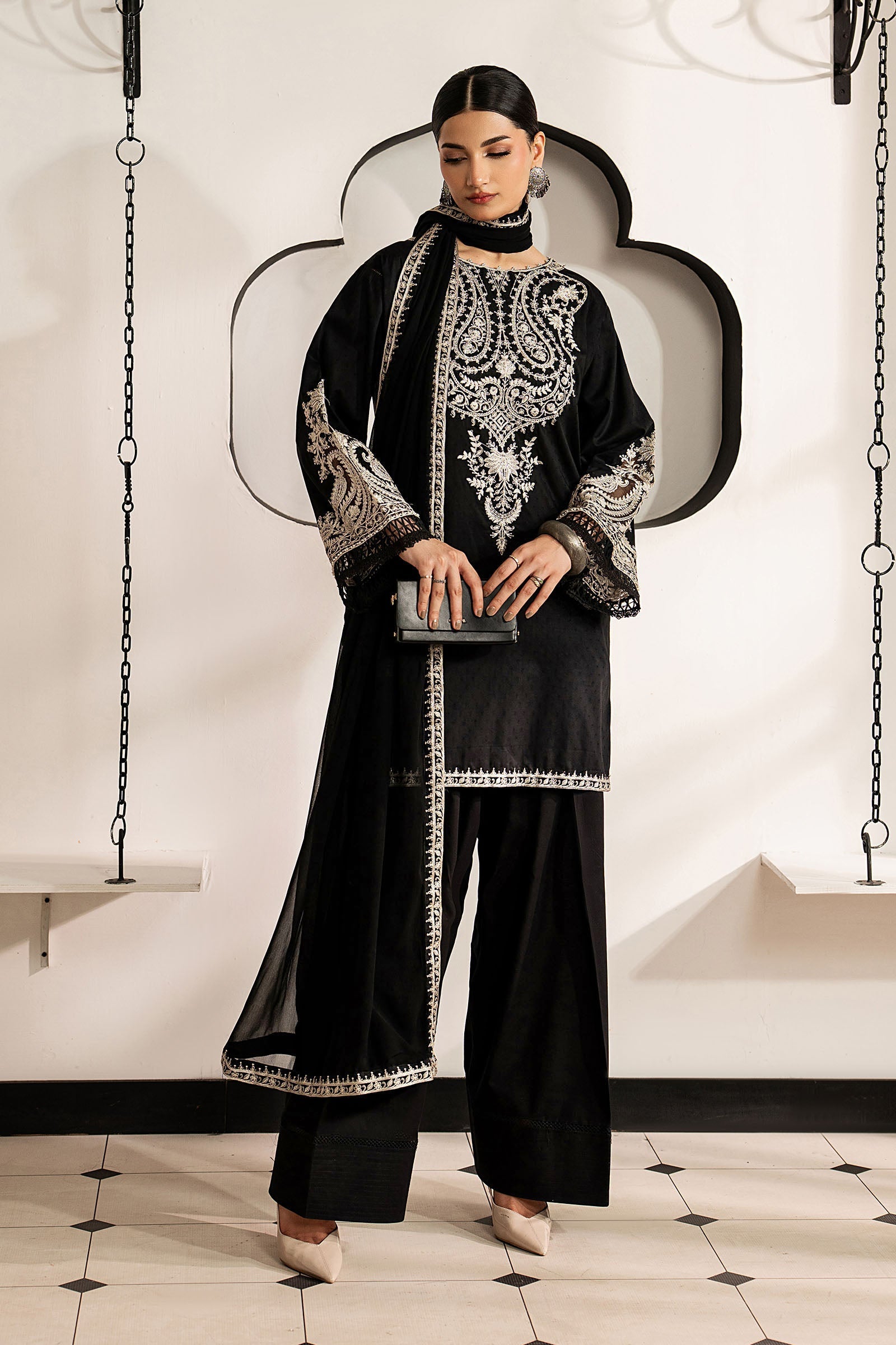 Maria B 3 Piece Embroidered Dobby Lawn Suit