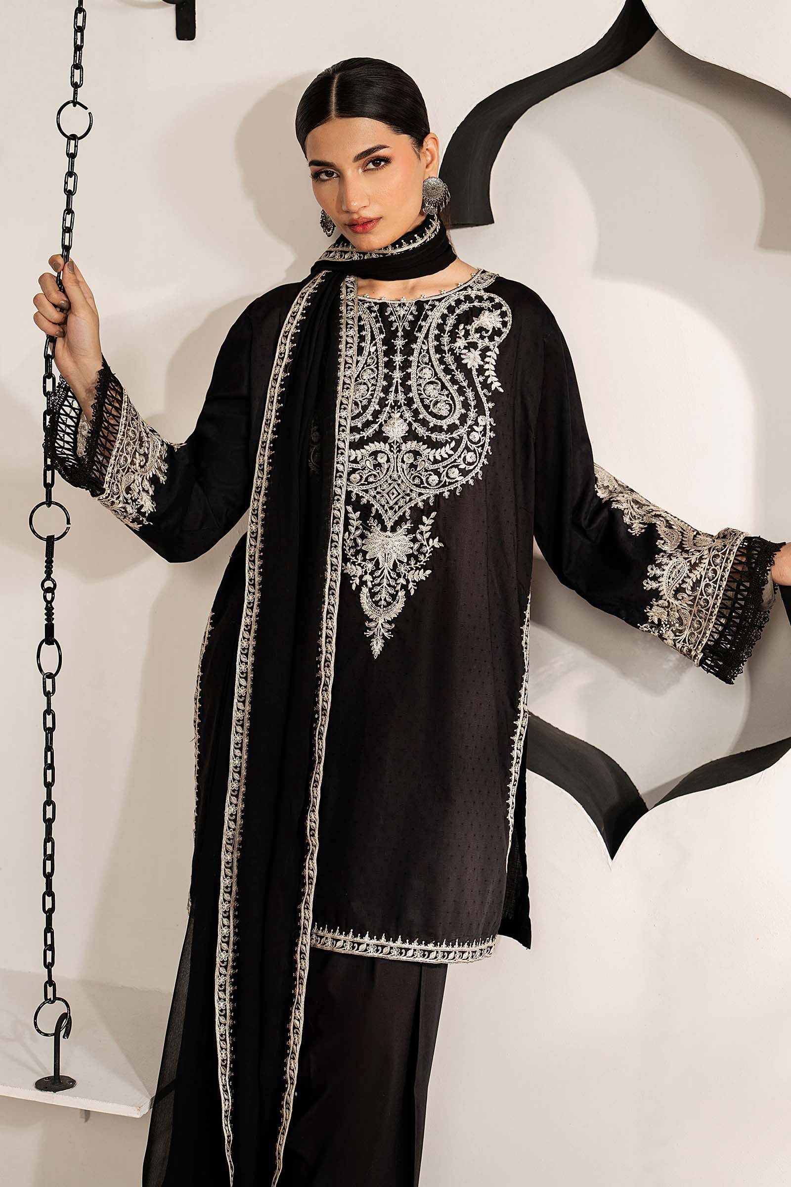 Maria B 3 Piece Embroidered Dobby Lawn Suit