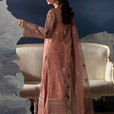 Afrozeh La Fuchsia Embroidered Organza 3Pc Suit - Elea