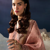 Afrozeh La Fuchsia Embroidered Organza 3Pc Suit - Elea