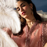 Afrozeh La Fuchsia Embroidered Organza 3Pc Suit - Elea