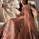Afrozeh La Fuchsia Embroidered Organza 3Pc Suit - Elea